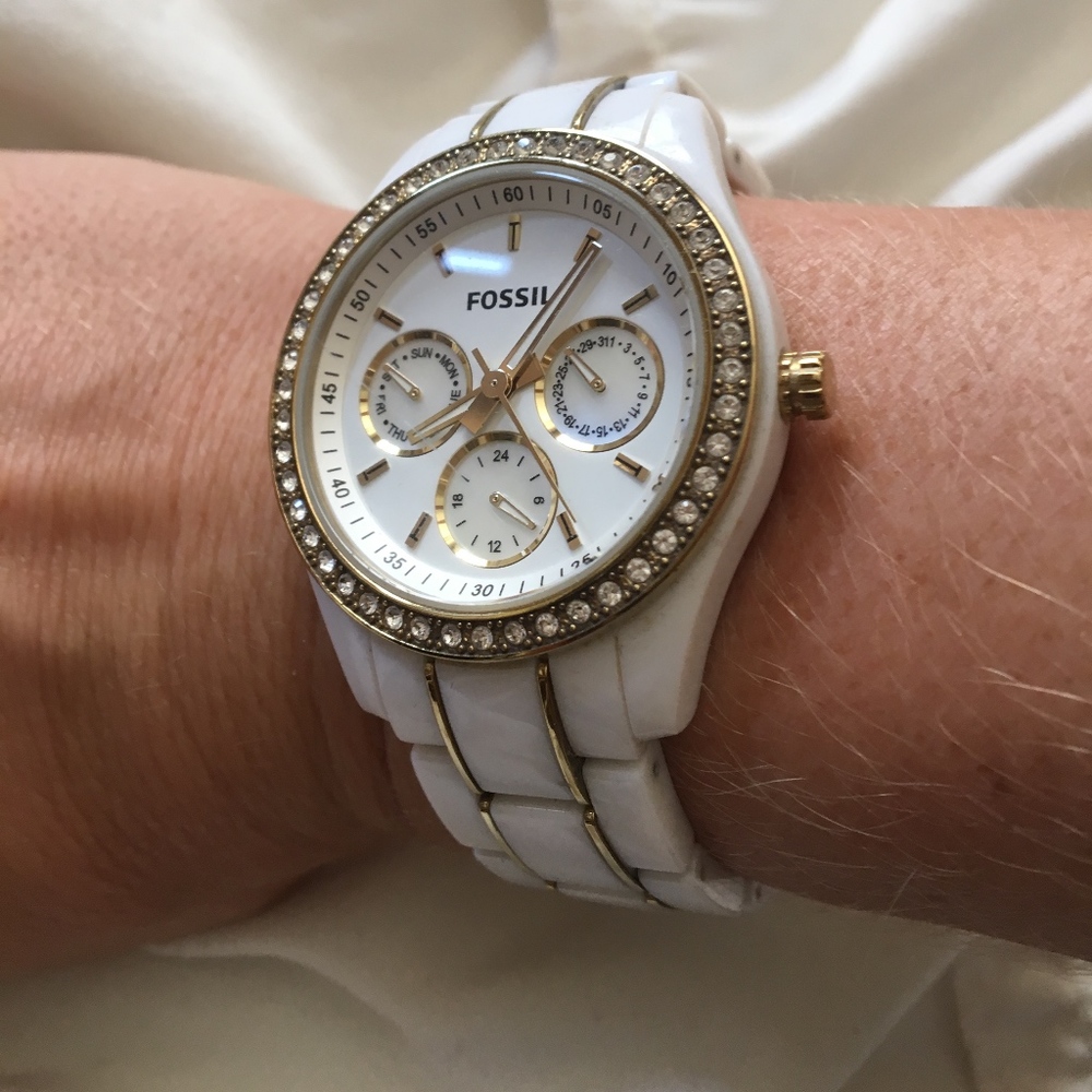 White and Gold Fossil Watch